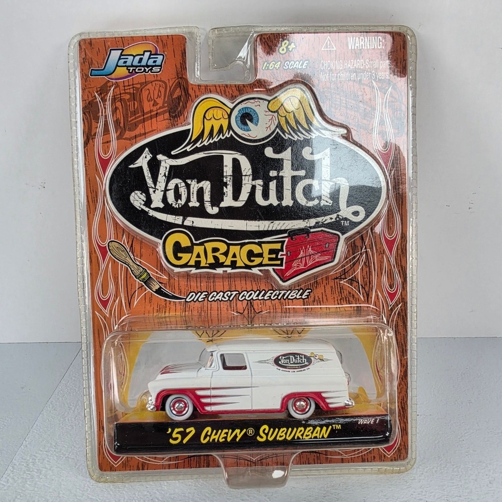 Jada Toys Von Dutch Garage 57 Chevy Suburban 1:64 Diecast White Red Wave 1 12021